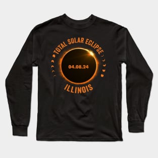 Illinois Total Solar Eclipse 2024 American Totality April 8 Long Sleeve T-Shirt